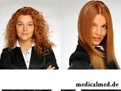 До и после химического выпрямления волос